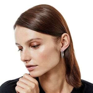 Brighton Meridan Small Hoop Earrings with Rhinestone Accents and Scroll Design